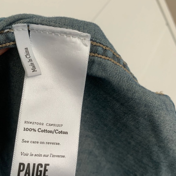 Paige Denim distressed denim top button front - Picture 3 of 4